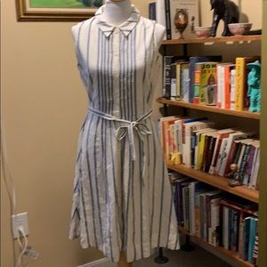 Boden shirt dress, ivory with blue stripes. US10.